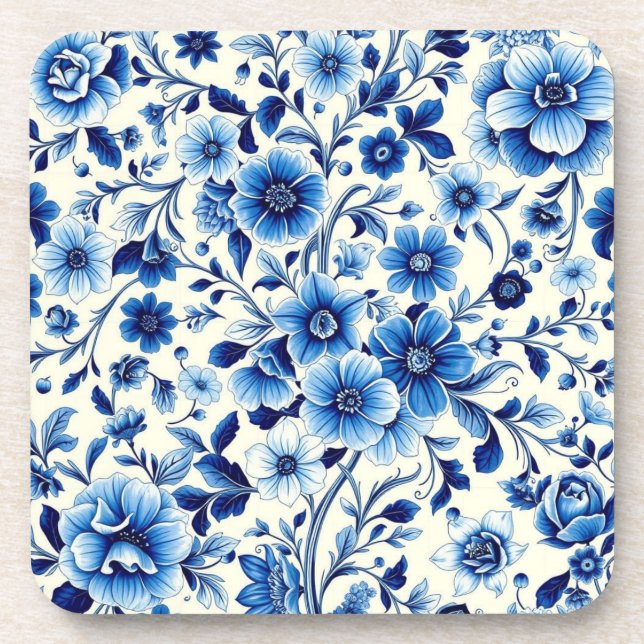Indigo-Botanischer-Garten-Unterlage Getränkeuntersetzer (Vorderseite)