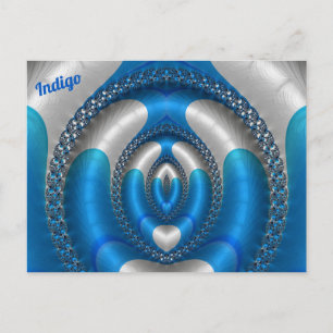 INDIGO Bright!~ Blau Weiß 3D Fraktal Design ~ Postkarte