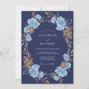 Indigo-Bronze bemalte Hochzeit Einladung