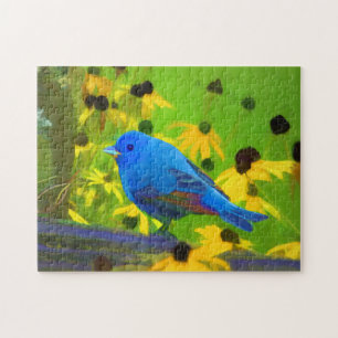 Indigo Bunting Painting - Original Bird Art