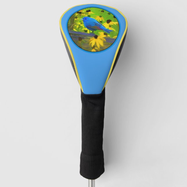 Indigo Bunting Painting - Original Bird Art Golf Headcover (Vorderseite)