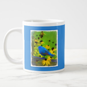 Indigo Bunting Painting - Original Bird Art Jumbo-Tasse