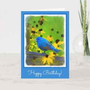 Indigo Bunting Painting - Original Bird Art Karte