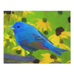 Indigo Bunting Painting - Original Bird Art Künstlicher Leinwanddruck