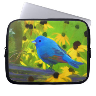 Indigo Bunting Painting - Original Bird Art Laptopschutzhülle