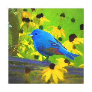 Indigo Bunting Painting - Original Bird Art Leinwanddruck