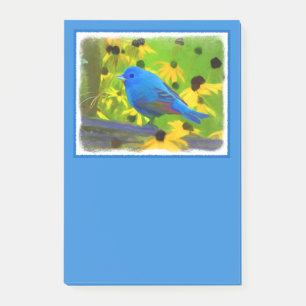 Indigo Bunting Painting - Original Bird Art Post-it Klebezettel