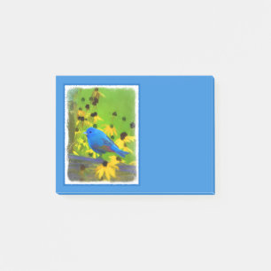 Indigo Bunting Painting - Original Bird Art Post-it Klebezettel
