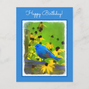 Indigo Bunting Painting - Original Bird Art Postkarte