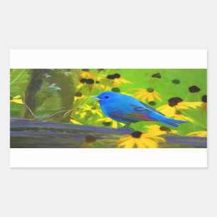 Indigo Bunting Painting - Original Bird Art Rechteckiger Aufkleber