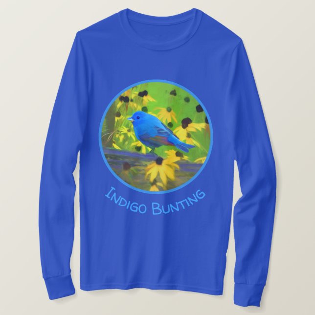 Indigo Bunting Painting - Original Bird Art T-Shirt (Design vorne)