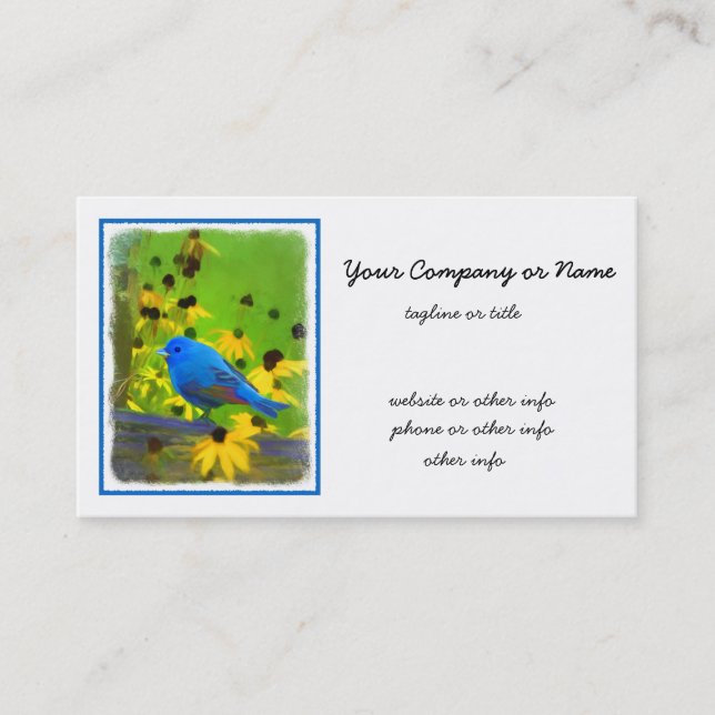 Indigo Bunting Painting - Original Bird Art Visitenkarte (Vorderseite)