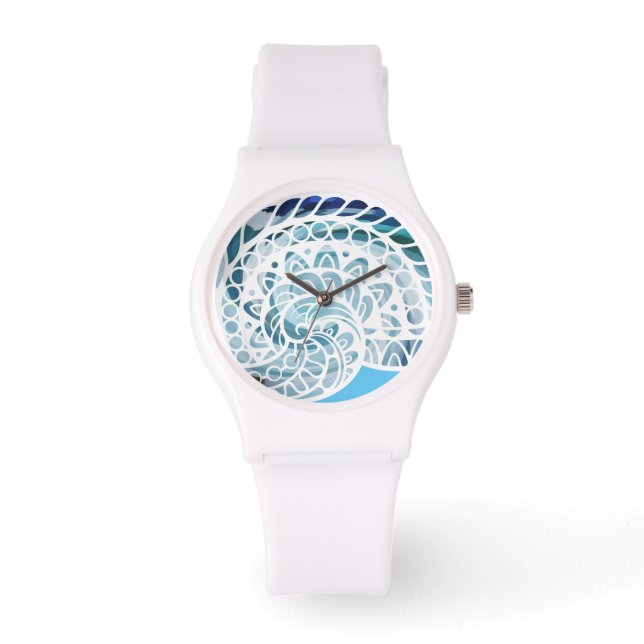 Indigo-Coquela Mandala Armbanduhr (Vorderseite)