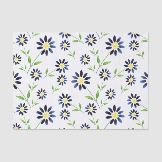Indigo Daisy Pattern Seidenpapier (Vorderseite)