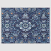 Indigo Denim Bloom Bloral Decoupage Craft Wrapping