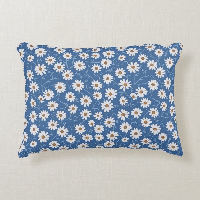 Indigo Dream Daisies Dekokissen (Vorderseite)