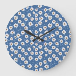 Indigo Dream Daisies Große Wanduhr