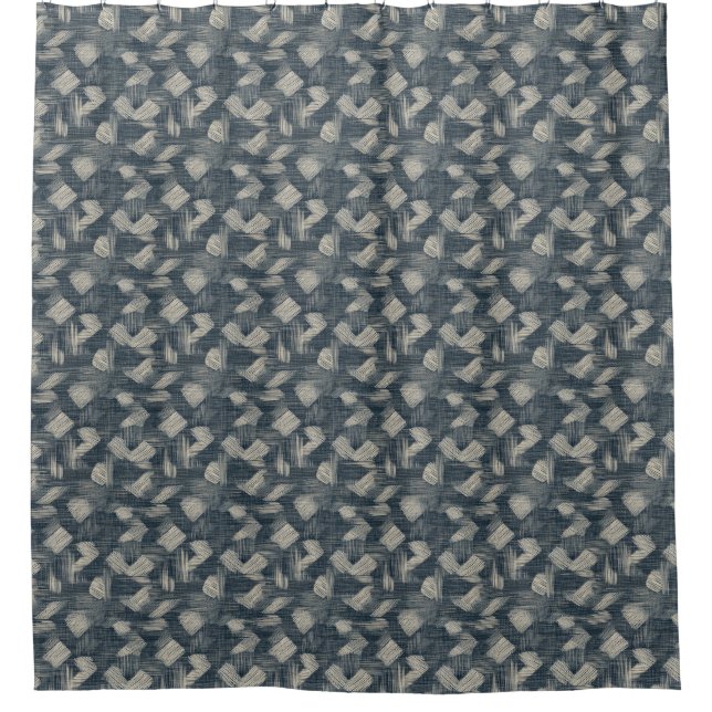 Indigo Dreams Unleashed Shibori Japanisch Duschvorhang (Vorderseite)