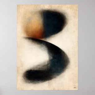 Indigo Drift Zen Abstrakte Kunst in Japanischem Su Poster