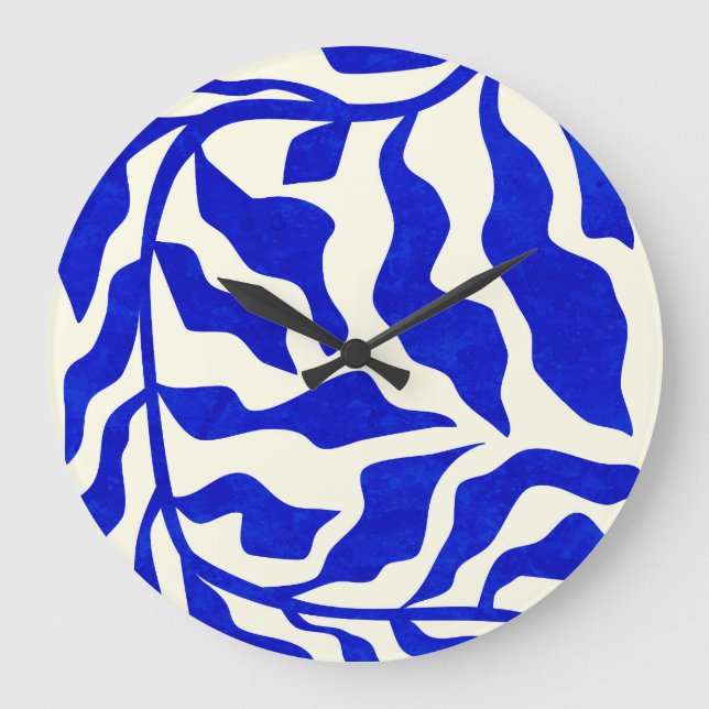 Indigo Elegance Große Wanduhr (Vorderseite)