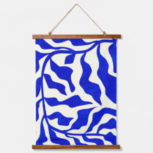 Indigo Elegance Wandteppich Mit Holzrahmen