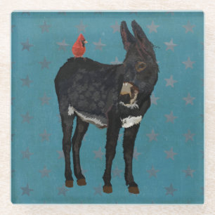 INDIGO-ESEL U. KARDINALS-GLAS-UNTERSETZER GLASUNTERSETZER