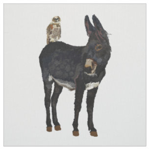 INDIGO-Esel- und Eulen-Stoff Stoff
