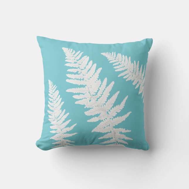 Indigo Fern Botanischer Tosskissen Kissen (Vorderseite)