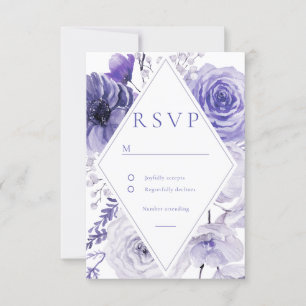 Indigo Floral Frame Wedding RSVP Karte