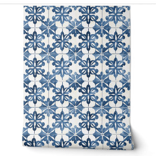 Indigo Floral Medley Petite - Blau und Cream Tapete