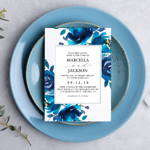 Indigo Floral Wedding Einladung