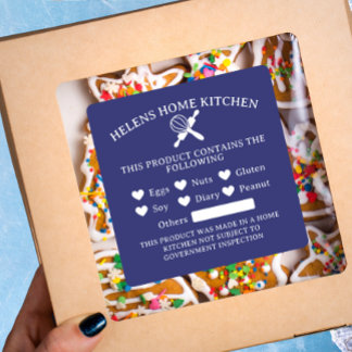 Indigo Food Allergy Alert Bakery Sticker