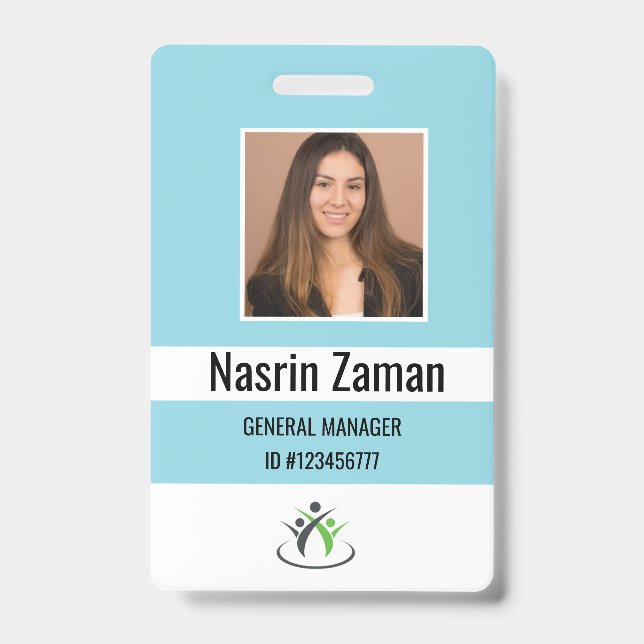 Indigo | Foto Mitarbeiter-Logo oder QR CODE-Sicher Ausweis (Vorderseite)