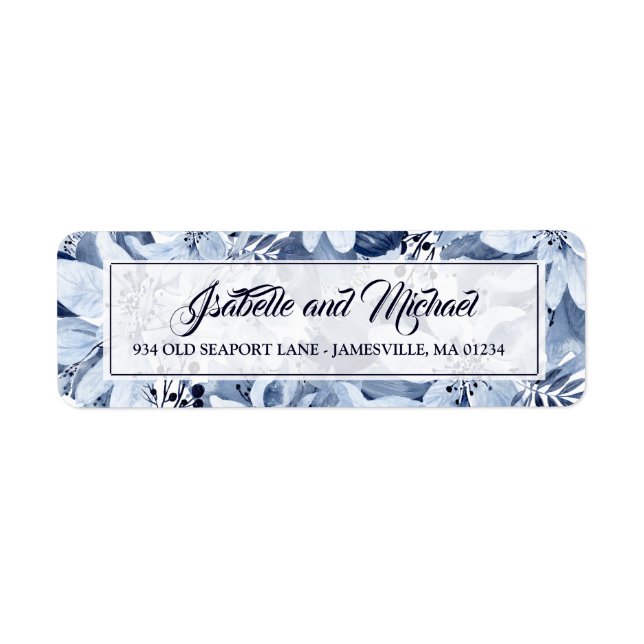 Indigo Garden Blue Floral Rücksendeadressen-Aufkle (Vorne)