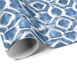 Indigo Geometric Tile Wrapping Paper Geschenkpapier