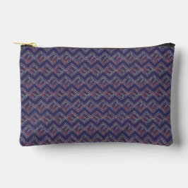 Indigo gestickte Diamanten Zubehörtasche