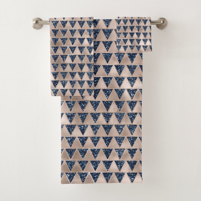 Indigo Glitzer Silver Gray Metallic Design Badhandtuch Set (Insitu)