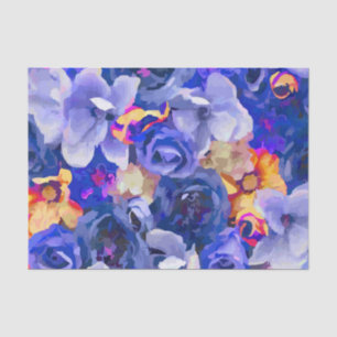 Indigo-GoldAquarell-Geldstrafe mit Blumen Seidenpapier