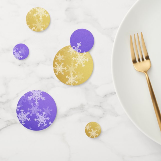 Indigo Golden Snowflakes Minimalistisch Weihnachte Konfetti (Gruppe)