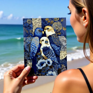 Indigo-Goldsittiche Postkarte