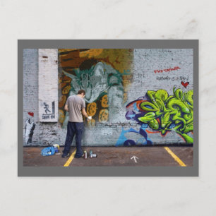 Indigo Graffiti Wall Postkarte