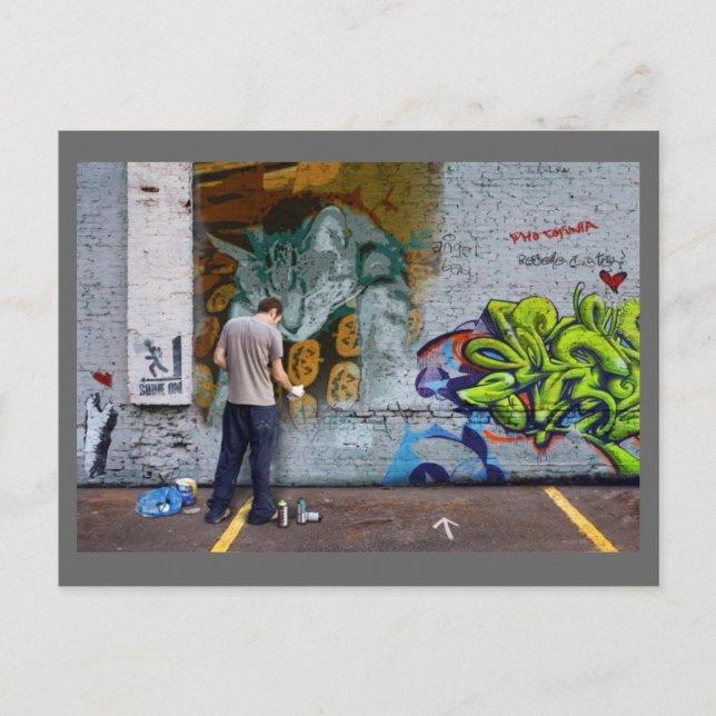 Indigo Graffiti Wall Postkarte (Vorderseite)
