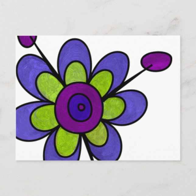 Indigo & Green Fun Blume Postkarte (Vorderseite)