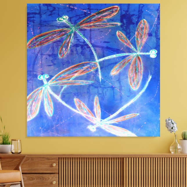 Indigo Haze Libellen flattern Leinwanddruck (Insitu (Wohnzimmer))