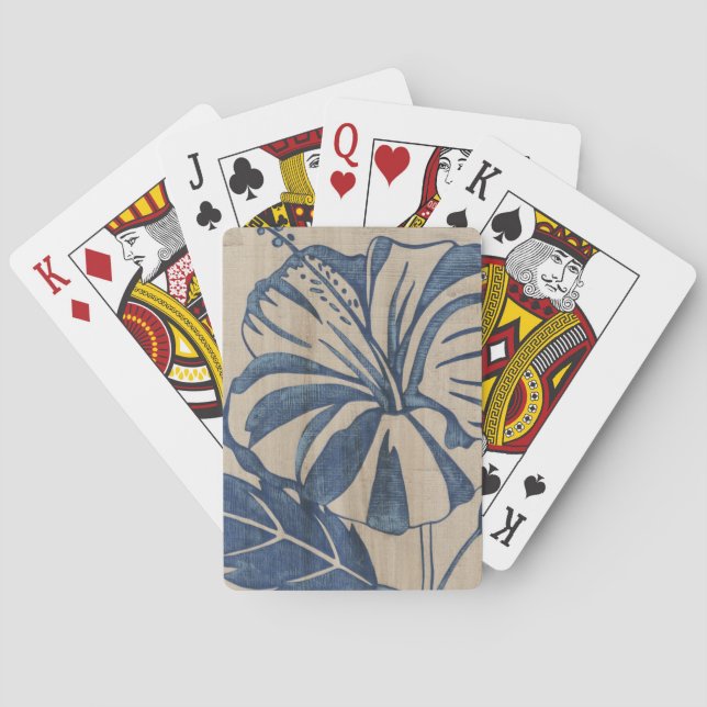 Indigo Hibiskus Spielkarten (Rückseite)