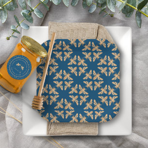 Indigo & Honeycomb Golden Bee Hochzeitsshower Pappteller