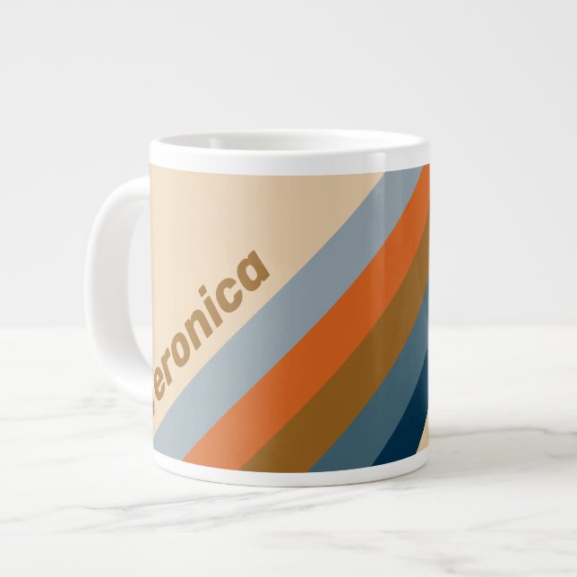 Indigo Horizon Stripes with Name Jumbo-Tasse (Vorderseite Links)