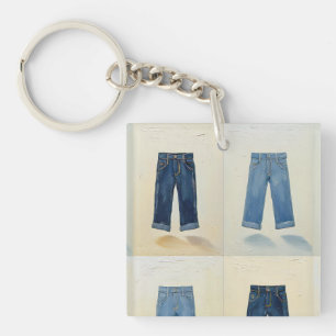 Indigo Icons Painterly Denim Art Denimhead Schlüsselanhänger