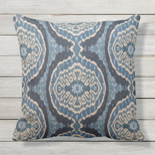 Indigo Ikat Designer-Kissen im Freien Kissen