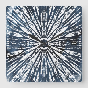Indigo Ink Radial Motif Quadratische Wanduhr